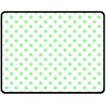Polka Dots - Light Green on White Double Sided Fleece Blanket (Medium) (Two Sides)