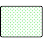 Polka Dots - Light Green on White Double Sided Fleece Blanket (Large) (Two Sides)