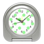 Polka Dots - Light Green on White Desk Alarm Clock