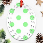Polka Dots - Light Green on White Oval Filigree Ornament (Two Sides)