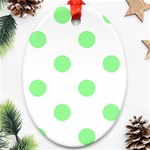 Polka Dots - Light Green on White Ornament (Oval)
