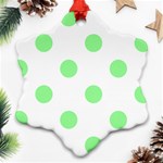Polka Dots - Light Green on White Ornament (Snowflake)