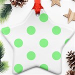 Polka Dots - Light Green on White Star Ornament (Two Sides)
