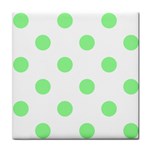 Polka Dots - Light Green on White Tile Coaster