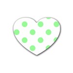 Polka Dots - Light Green on White Heart Coaster (4 pack)