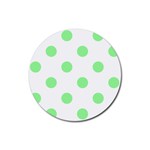 Polka Dots - Light Green on White Rubber Round Coaster (4 pack)