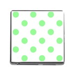 Polka Dots - Light Green on White Memory Card Reader (Square)
