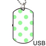 Polka Dots - Light Green on White Dog Tag USB Flash (Two Sides)