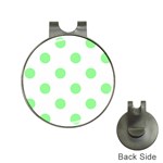 Polka Dots - Light Green on White Golf Ball Marker Hat Clip
