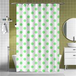 Polka Dots - Light Green on White Shower Curtain 48  x 72  (Small)