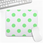 Polka Dots - Light Green on White Large Mousepad