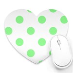 Polka Dots - Light Green on White Heart Mousepad