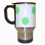 Polka Dots - Light Green on White Travel Mug (White)