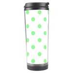 Polka Dots - Light Green on White Travel Tumbler