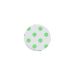 Polka Dots - Light Green on White 1  Mini Button