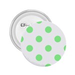 Polka Dots - Light Green on White 2.25  Button