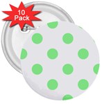 Polka Dots - Light Green on White 3  Button (10 pack)