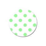 Polka Dots - Light Green on White Magnet 3  (Round)