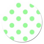 Polka Dots - Light Green on White Magnet 5  (Round)