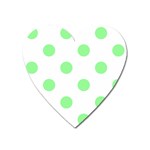 Polka Dots - Light Green on White Magnet (Heart)