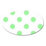 Polka Dots - Light Green on White Magnet (Oval)