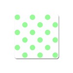 Polka Dots - Light Green on White Magnet (Square)