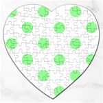 Polka Dots - Light Green on White Jigsaw Puzzle (Heart)