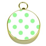 Polka Dots - Light Green on White Gold Compass