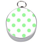 Polka Dots - Light Green on White Silver Compass
