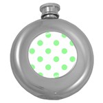Polka Dots - Light Green on White Hip Flask (5 oz)