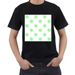 Polka Dots - Light Green on White Men s T-Shirt (Black)