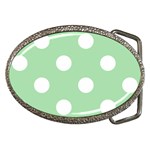 Polka Dots - White on Celadon Green Belt Buckle