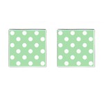 Polka Dots - White on Celadon Green Cufflinks (Square)