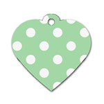 Polka Dots - White on Celadon Green Dog Tag Heart (Two Sides)