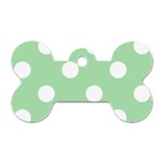 Polka Dots - White on Celadon Green Dog Tag Bone (One Side)