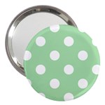 Polka Dots - White on Celadon Green 3  Handbag Mirror