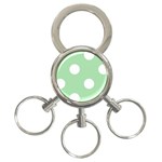 Polka Dots - White on Celadon Green 3-Ring Key Chain