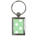 Polka Dots - White on Celadon Green Key Chain (Rectangle)