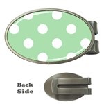 Polka Dots - White on Celadon Green Money Clip (Oval)
