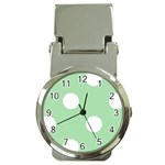 Polka Dots - White on Celadon Green Money Clip Watch