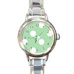 Polka Dots - White on Celadon Green Round Italian Charm Watch