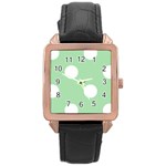 Polka Dots - White on Celadon Green Rose Gold Leather Watch
