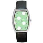 Polka Dots - White on Celadon Green Barrel Style Metal Watch
