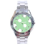 Polka Dots - White on Celadon Green Stainless Steel Analogue Watch