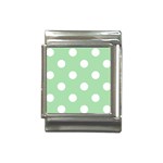 Polka Dots - White on Celadon Green Italian Charm (13mm)