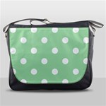 Polka Dots - White on Celadon Green Messenger Bag