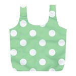 Polka Dots - White on Celadon Green Full Print Recycle Bag (L)