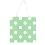 Polka Dots - White on Celadon Green Grocery Light Tote Bag