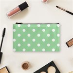 Polka Dots - White on Celadon Green Cosmetic Bag (S)