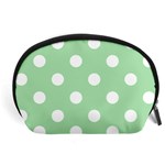 Polka Dots - White on Celadon Green Accessory Pouch (Large)